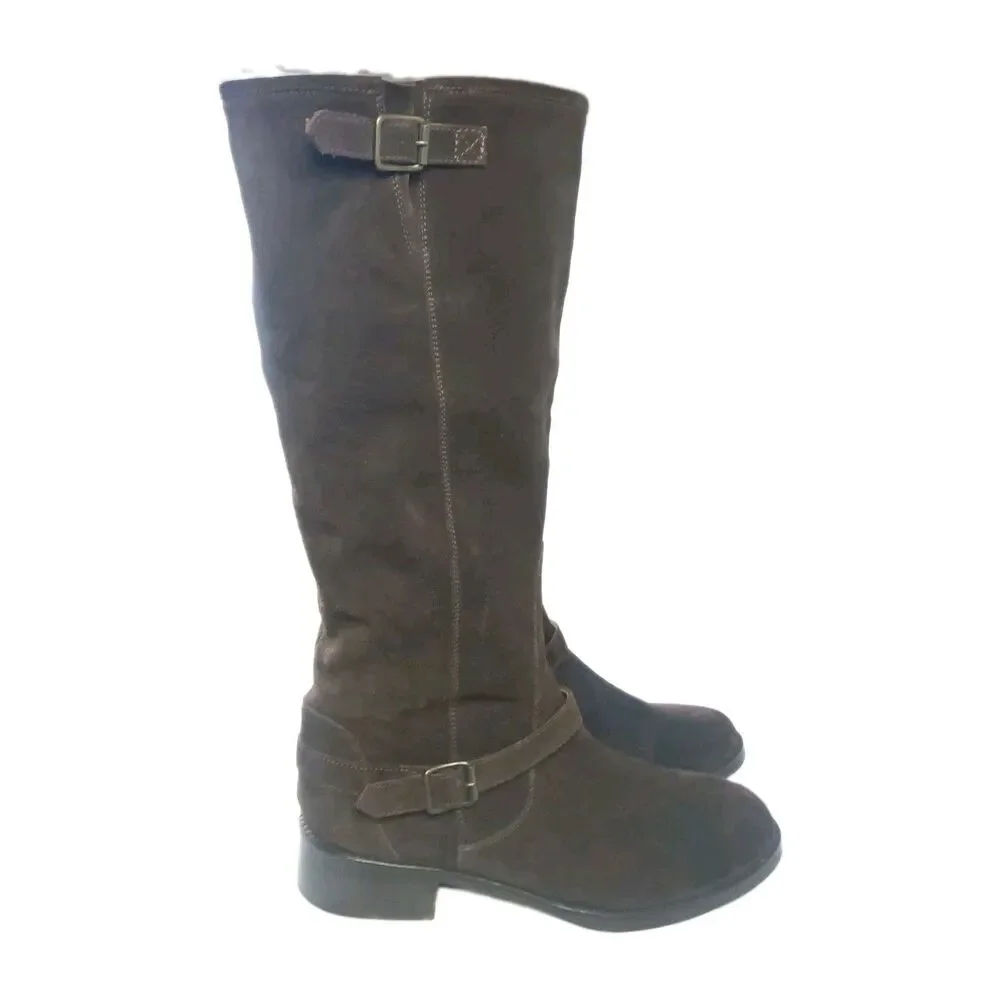 Saks fifth avenue Tall Suede Boots Womens Size 40.5 Brown Made in Italy